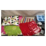 Assortment of placemats, and baking pans