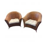 2 Rattan Weaved Outdoor Chairs