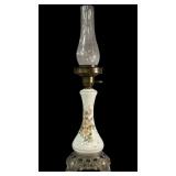 Vintage Electric Milk Glass Hurricane Parlor Lamp