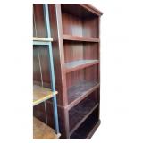 Dark Wood Bookshelf With Five Adjustable Shelves