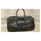 Adisa Black Faux Leather Carry-On Bag with Wheels