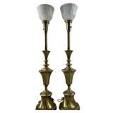 Pair of Rembrandt brass torchiere table lamps