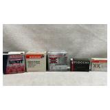 five boxes of 12 gauge shotgun shells, including