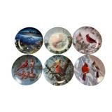 (6) Vintage Decorative Plates, Cardinal Pairs,