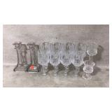 Clear Glass Candleholders and Crystal Stemware Set