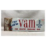 vintage 1960s "Try New Vam" metal barber shop