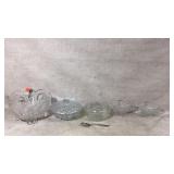 Pressed Glass Tableware and sterling spoon