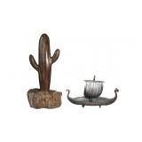 Vtg. Norge Pewter Viking Longship Model, Ironwood