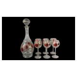 Vtg. Crystal Clear Romania Hand Painted Barware