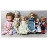 Vintage Dolls Including Six Figurines