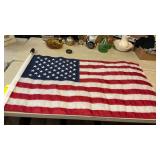 Nylon USA Flag on Wood Pole
