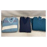 vintage light blue knitted V-neck pullover