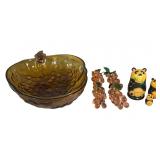 Vtg. Indiana Glass Grape Cluster Bowl, Faux Glass