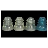 (4) Vintage Hemingray Glass Electrical Insulators.