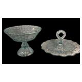 Vtg. 1950s Jeanette Glass Compote Bowl & Tidbit