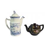 (2) Antique Asian Teapots, Furnivals Quail,