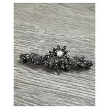 Sterling Pearl/ Marcasite Brooch 5.6 TGW