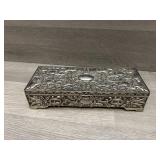 Heavy Silver Tone Jewelry  box with Jewelry