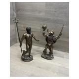 Posiedon and Viking Statues - Bronze Colored