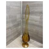 VIKING Glass 6 PETAL Footed Honey Amber  21.5"