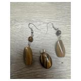Tiger Eye Earring and Pendant Set