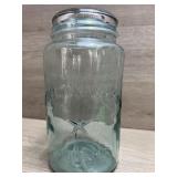 ANTIQUE KNOWLTON VACUUM FRUIT JAR BLUE QUART JAR