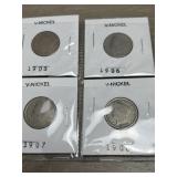 (4) V Nickels - 1903;1906;1907;1908