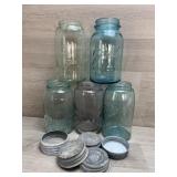 (5) Antique Qt Jars and Zinc Lids