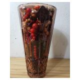 12" Tall Vase Filled W/Assorted Costume Jewelry