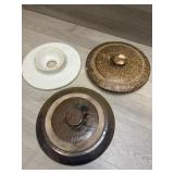 (3) Crock 8" Lids.  - 1 is butterchurn