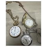 (3) Pocket Watches w/ Chains - Illinois;