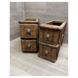 Pair of Oak Sewing Machine Drawer Sets
