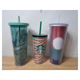 (3) Starbucks Tumblers W/Straws (M1)