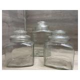 (3) Glass Cannisters  w/ lids