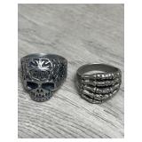 Silver tone Gothic Rings -Skull and Skeleton Hanf