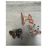 Butterfly Lot - 2 Brooches and Pin