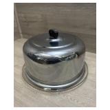 1950ï¿½s Chrome and Glass Covered Cake Plate