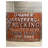Sheet Metal Sign - Arneberg Trucking - Troy ID