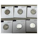 (6) Buffalo Nickels - Dates Visible! 1927-1937
