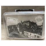 Clear Suitcase full of PostCards