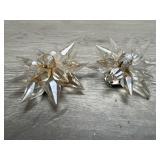 Atomic Starburst Dress Clips Clear Lucite