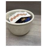 Small Bauer Pottery Bowl full of Buttons