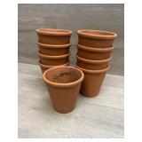 (9) Clay 4" Pots