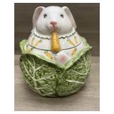 Clay Art Cabbage Bunny Cookie Jar