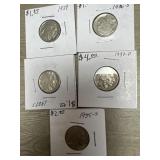 (5) Buffalo Nickels - 1929-1937
