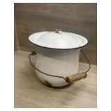Enamel Commode Pot w/lid