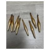 (8) Teardrop Gold Vintage Ornaments