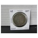 1887 SILVER GB HALF CROWN COIN
