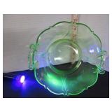 VINTAGE URANIUM GLASS HANDLED BOWL