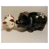 2 VINTAGE HANDPAINTED CERAMIC PIGGY BANKS